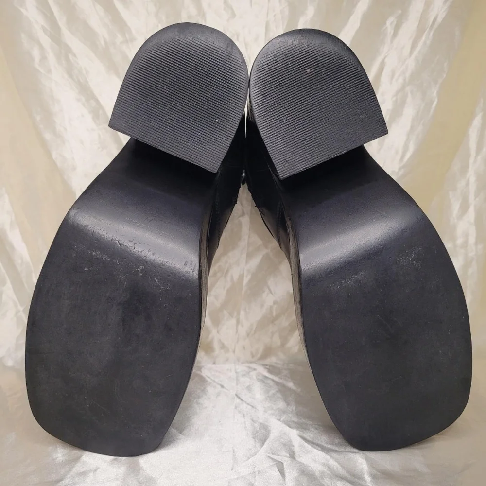 DESTROY vintage black leather 90s era heeled platform boots - Picture 6 of 8